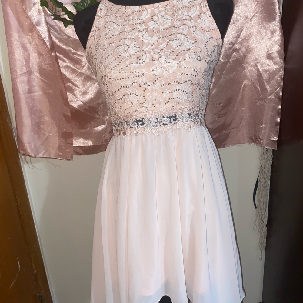Charming Blush Lace Kids Dress